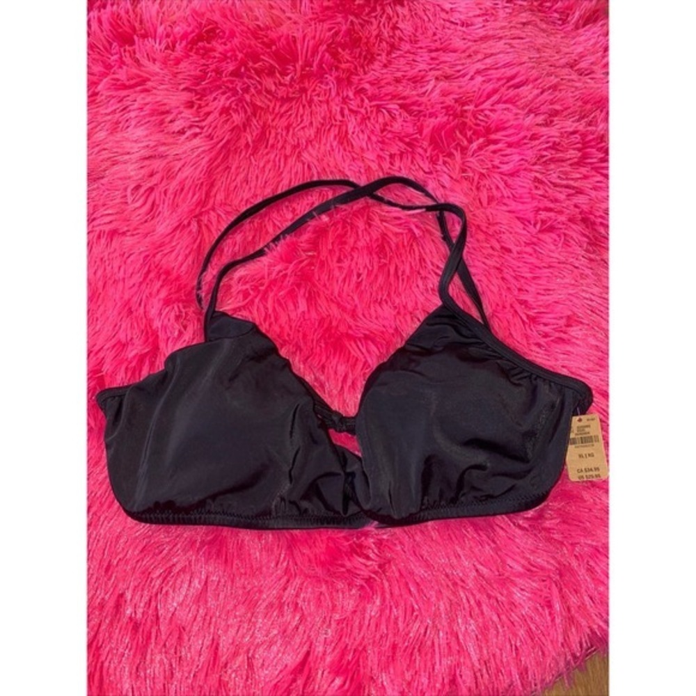 Victorias Secret Pink Swim Bikini‎ Wrap Top Size XL Black Adjustable